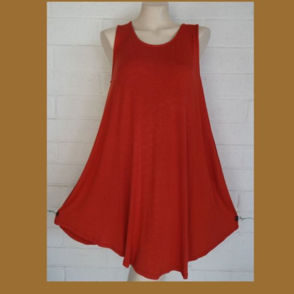 New SACRED THREADS OS melon rayon stretch jersey sleeveless swing tunic top - Picture 2 of 4